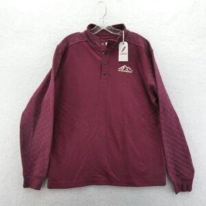League Quilted Pullover Mens Large Steamboat Maroon Snap Neck Cotton Blend